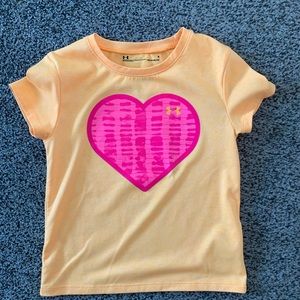 UNDER ARMOUR girls kids 5 neon pink orange shirt